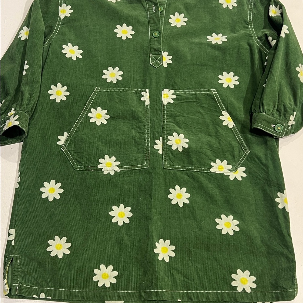 Boden Daisy Dress 9/10Y spring, floral oversized corduroy - Picture 4 of 11